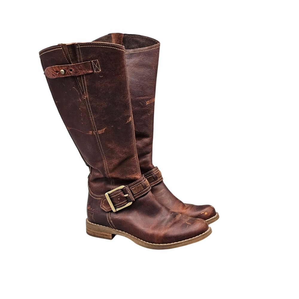 Timberland Women's Size 6 US Earthkeepers Savin Hill Brown Leather Tall Boots